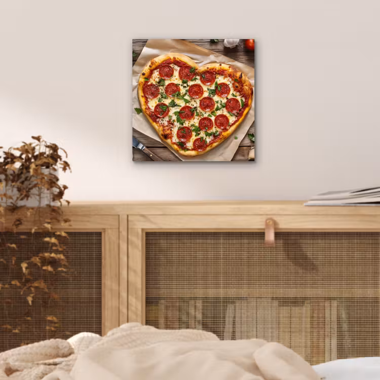 Aluminium schilderij - Pizza - Hart - Pepperoni - Tomaat — 4