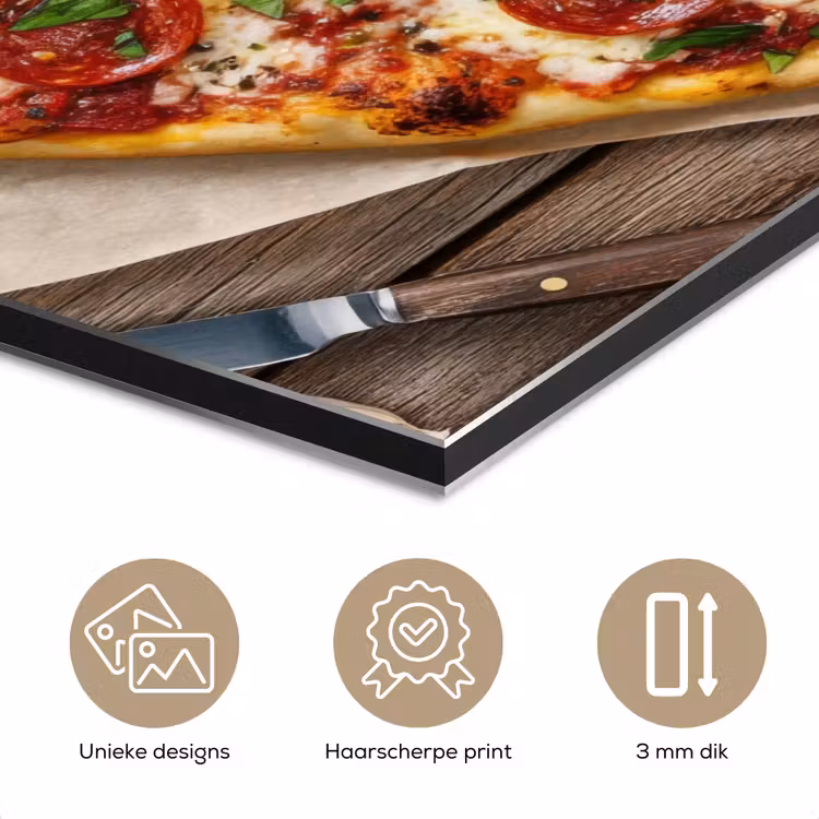 Aluminium schilderij - Pizza - Hart - Pepperoni - Tomaat — 7