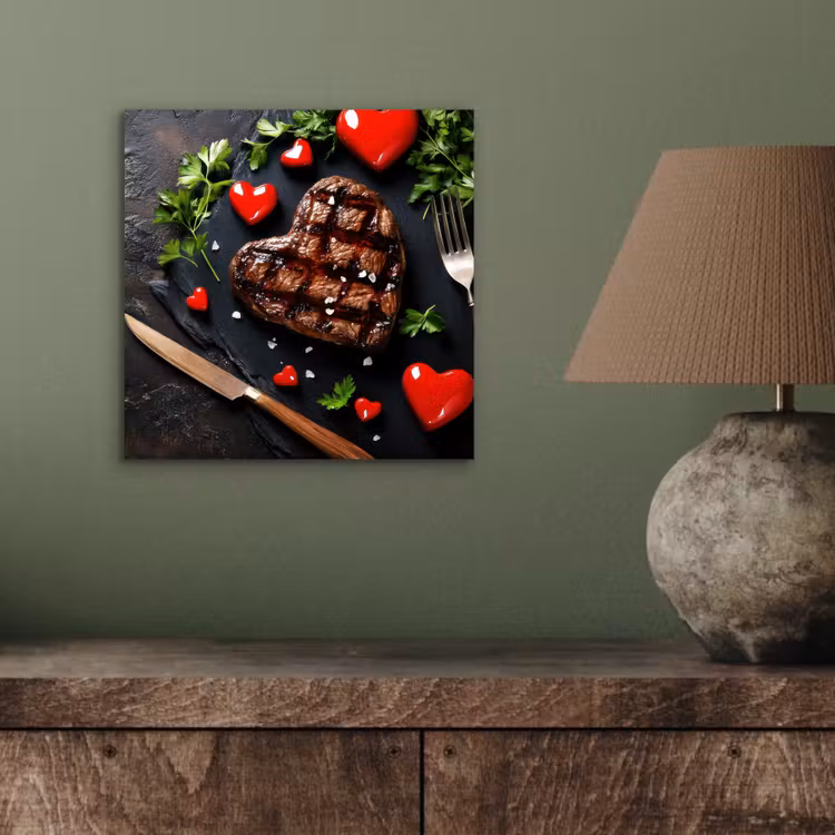Aluminium schilderij - Steak - Hart - Bestek — 3