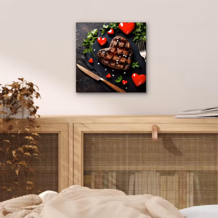 Aluminium schilderij - Steak - Hart - Bestek — 4