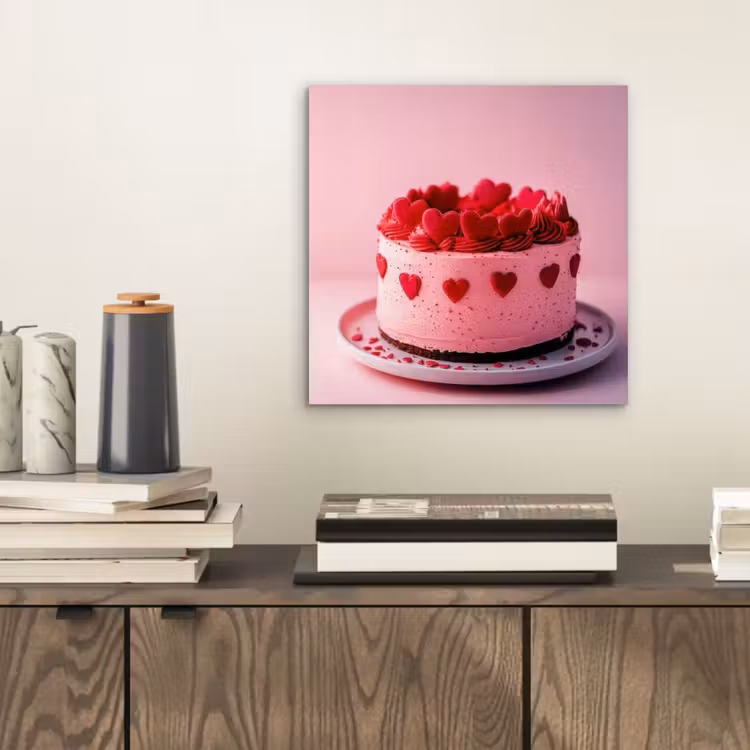 Aluminium schilderij - Taart - Hart - Roze — 2