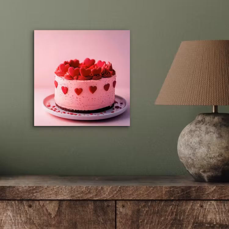 Aluminium schilderij - Taart - Hart - Roze — 3