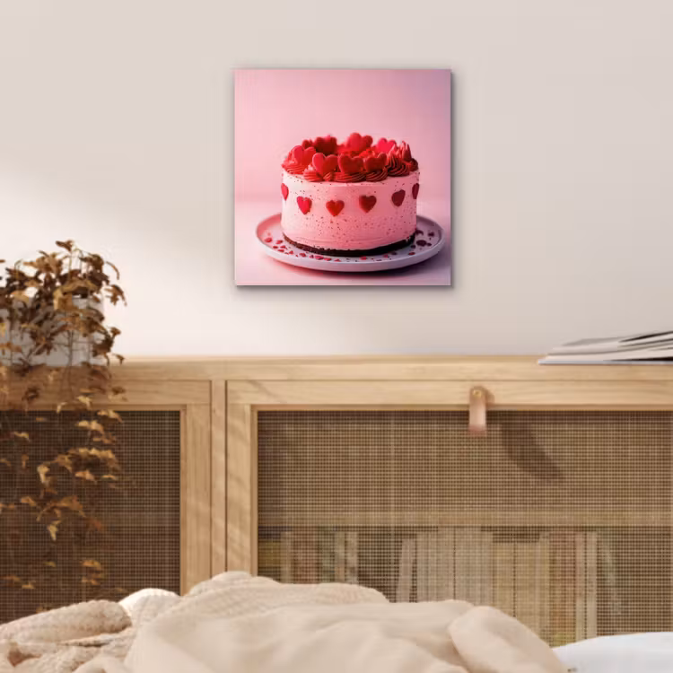 Aluminium schilderij - Taart - Hart - Roze — 4