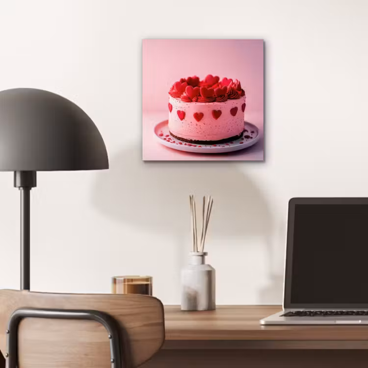 Aluminium schilderij - Taart - Hart - Roze — 6