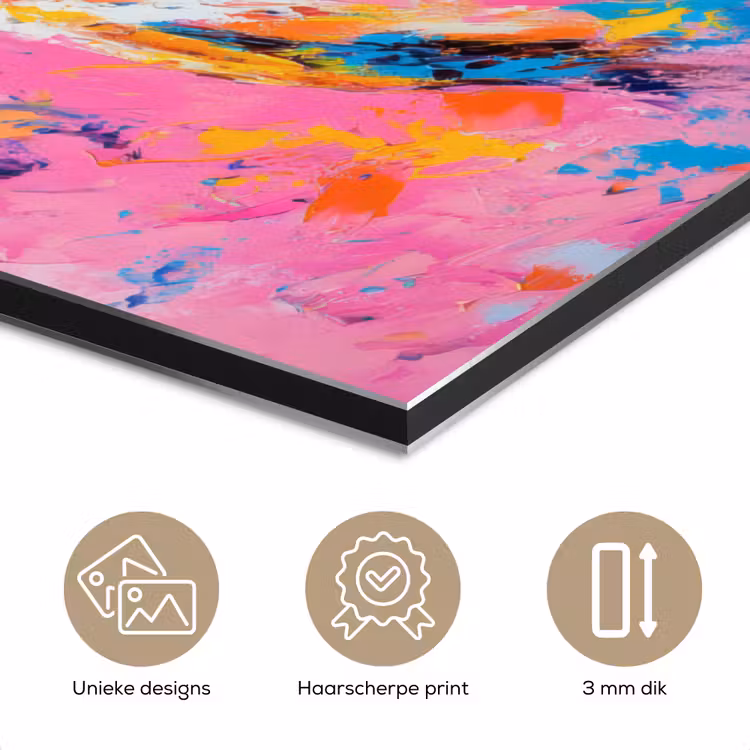 Aluminium schilderij - Uil - Roze - Blauw - Verf - Abstract — 7