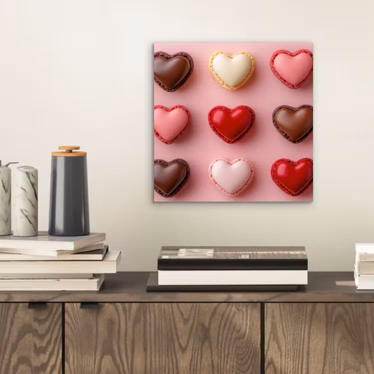 Aluminium schilderij - Macarons - Hartjes - Kleurrijk - Roze — 2