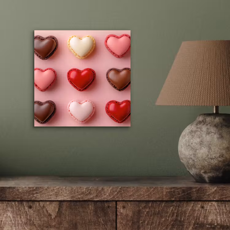 Aluminium schilderij - Macarons - Hartjes - Kleurrijk - Roze — 3