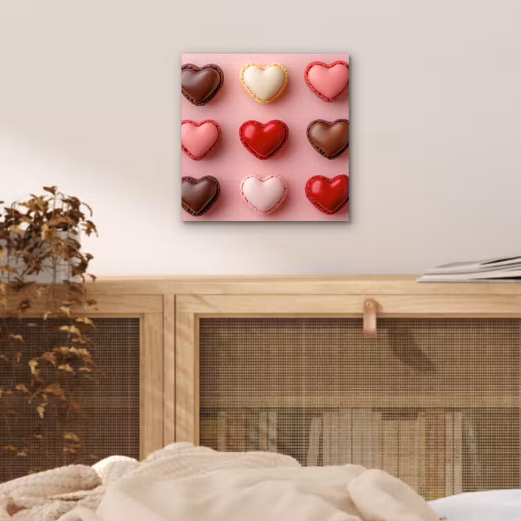 Aluminium schilderij - Macarons - Hartjes - Kleurrijk - Roze — 4