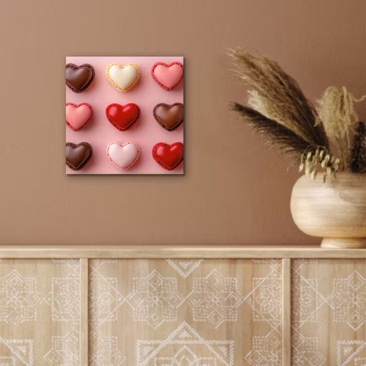 Aluminium schilderij - Macarons - Hartjes - Kleurrijk - Roze — 5