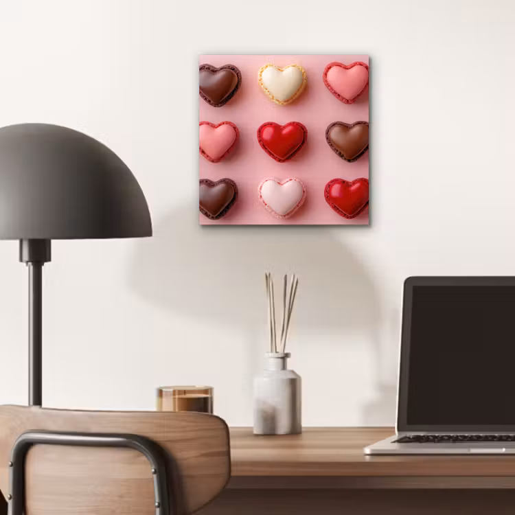 Aluminium schilderij - Macarons - Hartjes - Kleurrijk - Roze — 6
