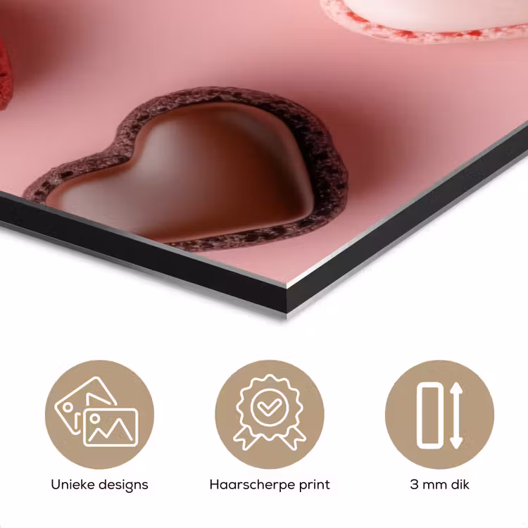 Aluminium schilderij - Macarons - Hartjes - Kleurrijk - Roze — 7