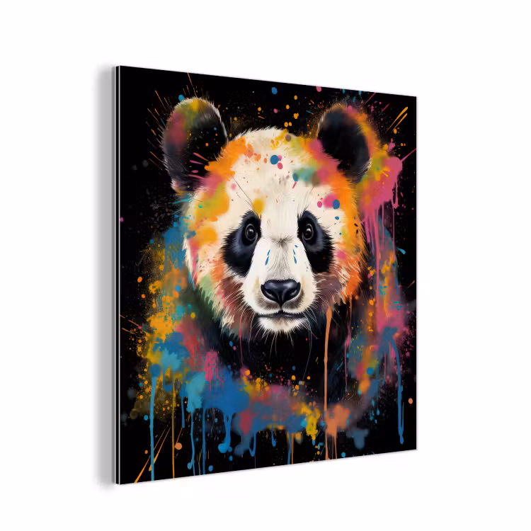 Aluminium schilderij - Panda - Graffiti - Dieren - Zwart - Kleuren — 1