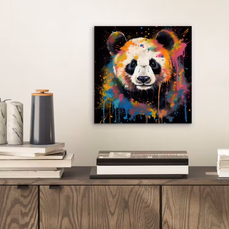 Aluminium schilderij - Panda - Graffiti - Dieren - Zwart - Kleuren — 2