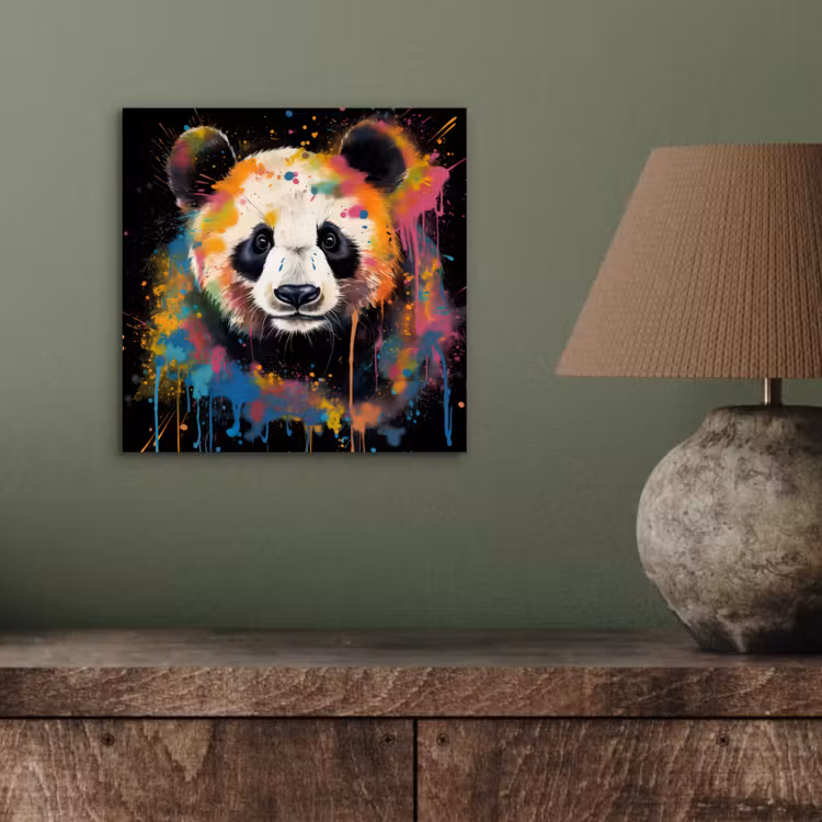 Aluminium schilderij - Panda - Graffiti - Dieren - Zwart - Kleuren — 3