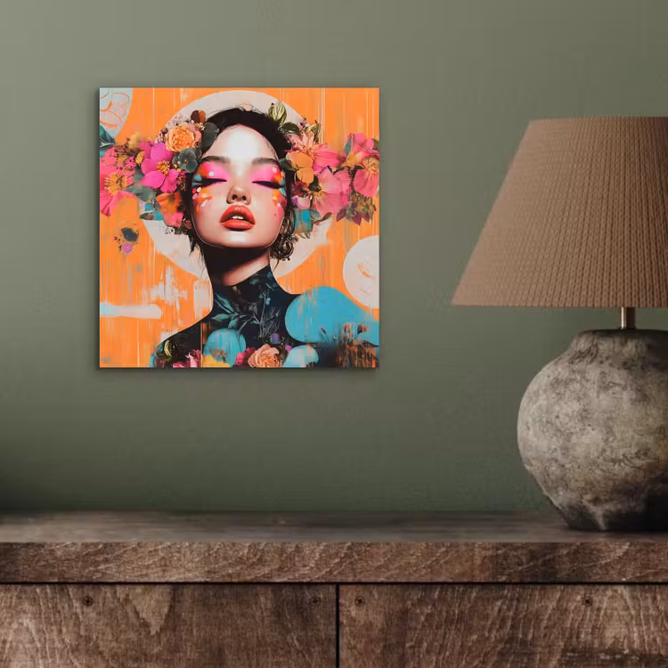 Aluminium schilderij - Portret - Vrouw - Abstract - Bloemen — 3