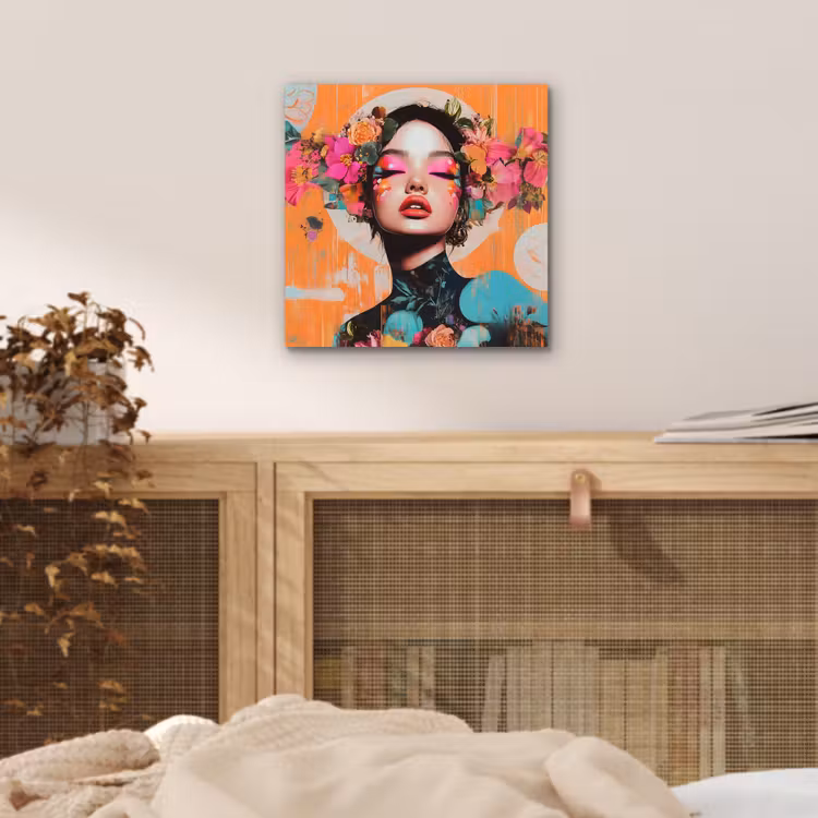 Aluminium schilderij - Portret - Vrouw - Abstract - Bloemen — 4