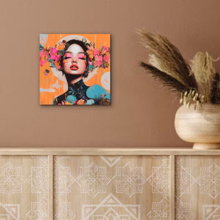 Aluminium schilderij - Portret - Vrouw - Abstract - Bloemen — 5