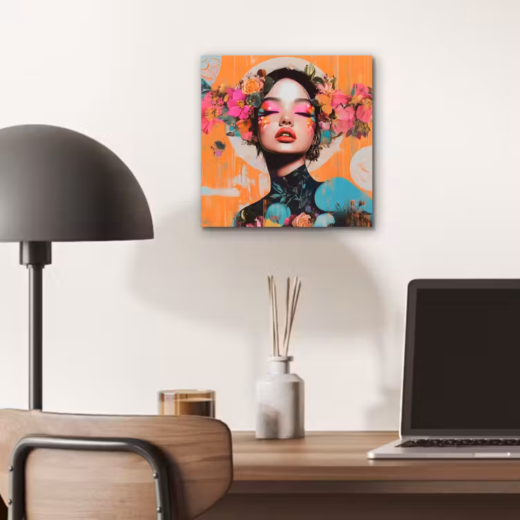 Aluminium schilderij - Portret - Vrouw - Abstract - Bloemen — 6