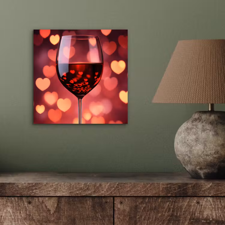 Aluminium schilderij - Rood - Wijn - Hartjes — 3
