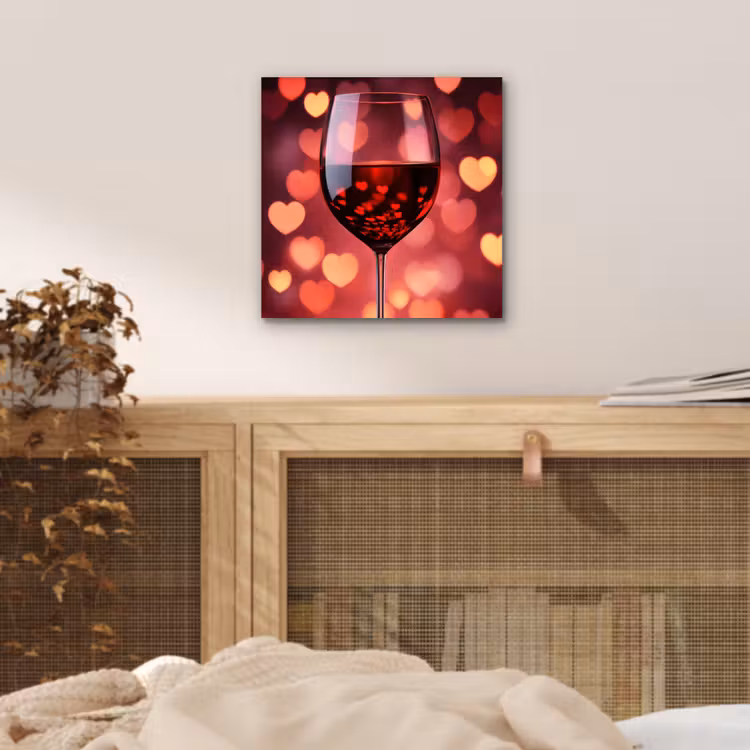 Aluminium schilderij - Rood - Wijn - Hartjes — 4