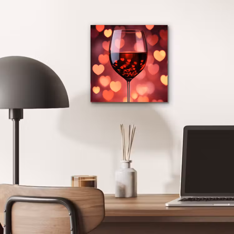 Aluminium schilderij - Rood - Wijn - Hartjes — 6