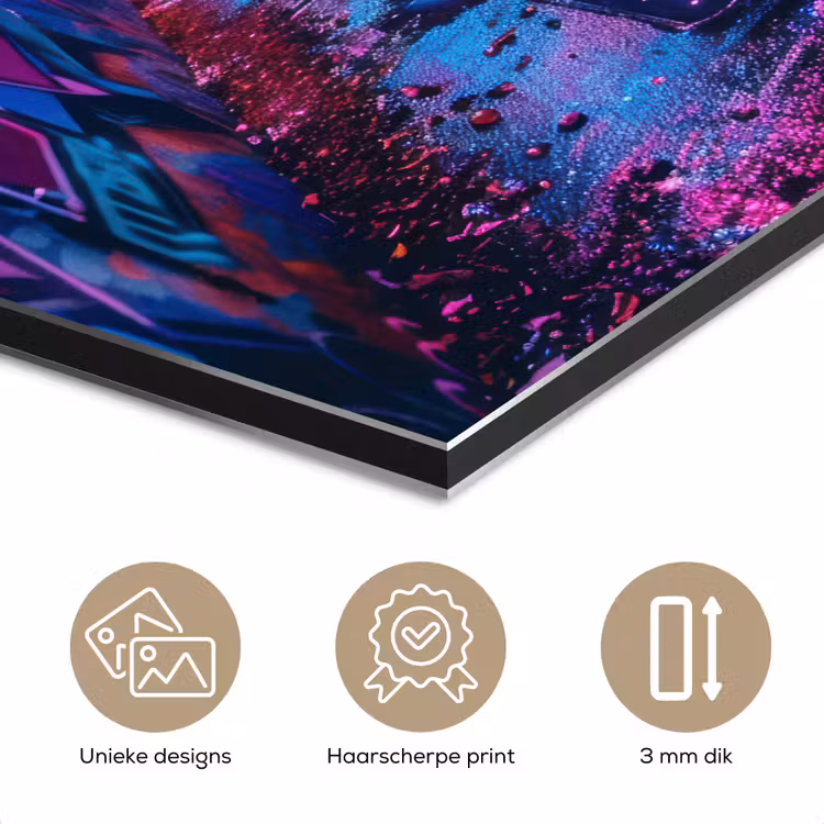Aluminium schilderij - Stad - Neon - Nacht - Roze - Graffiti — 7