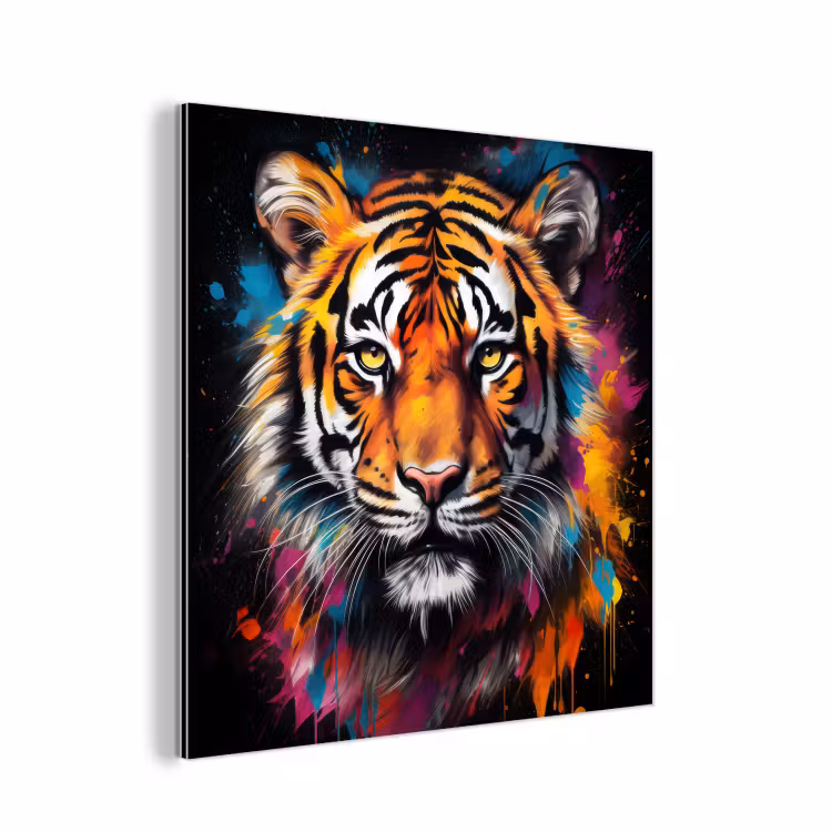 Aluminium schilderij - Tijger - Graffiti - Dieren - Zwart — 1