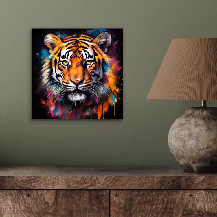 Aluminium schilderij - Tijger - Graffiti - Dieren - Zwart — 3