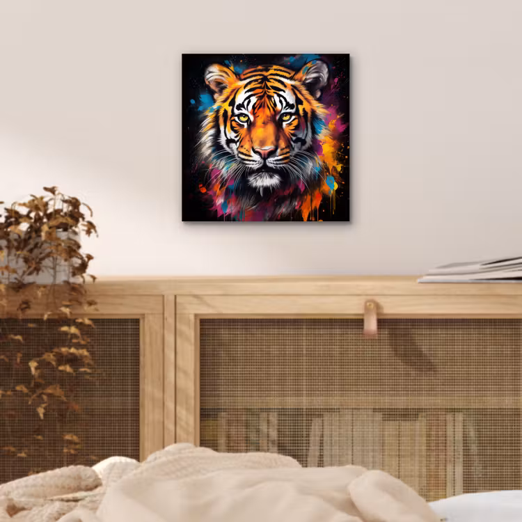 Aluminium schilderij - Tijger - Graffiti - Dieren - Zwart — 4