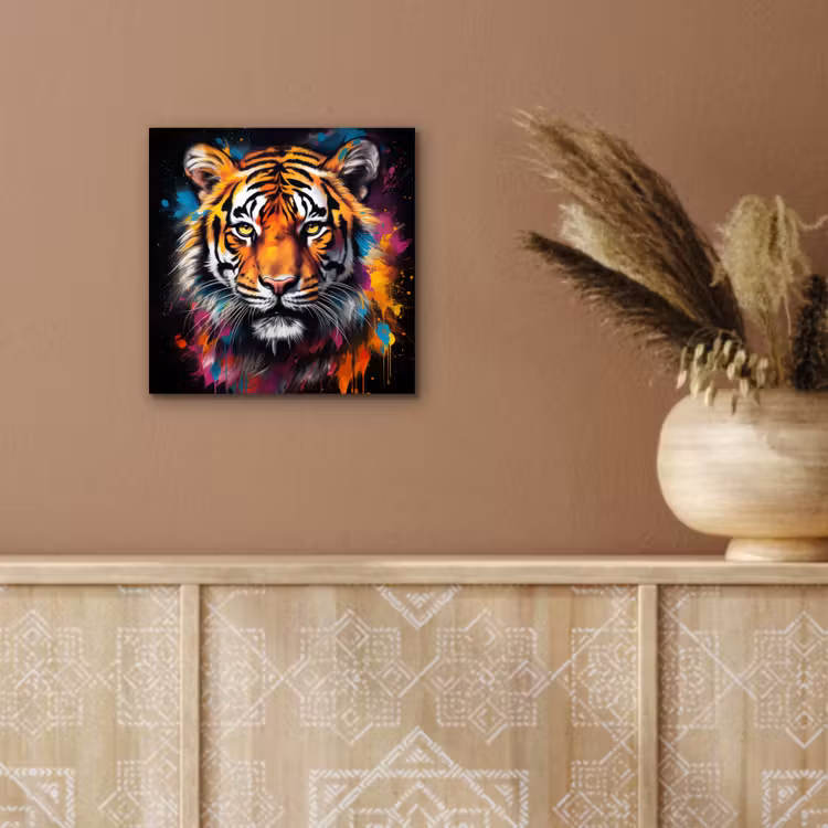 Aluminium schilderij - Tijger - Graffiti - Dieren - Zwart — 5