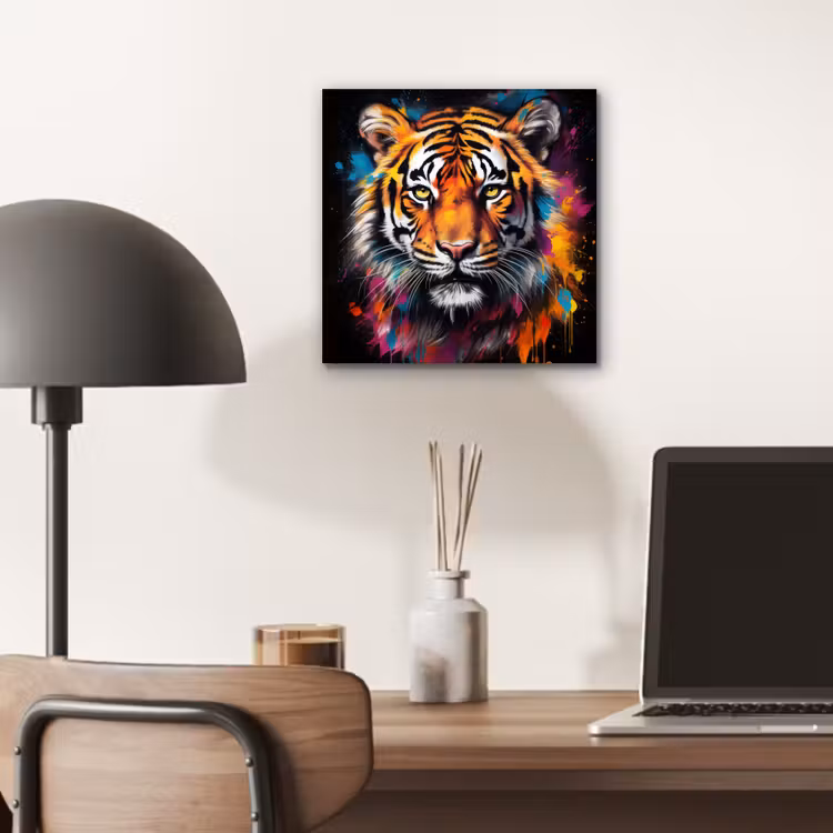 Aluminium schilderij - Tijger - Graffiti - Dieren - Zwart — 6