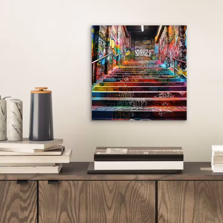 Aluminium schilderij - Trap - Graffiti - Kleuren - Kunst — 2