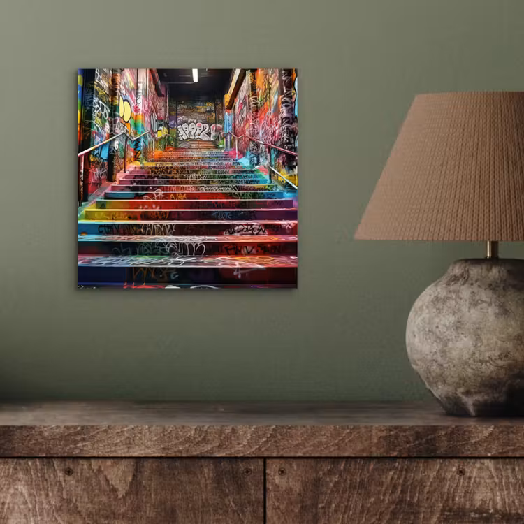Aluminium schilderij - Trap - Graffiti - Kleuren - Kunst — 3