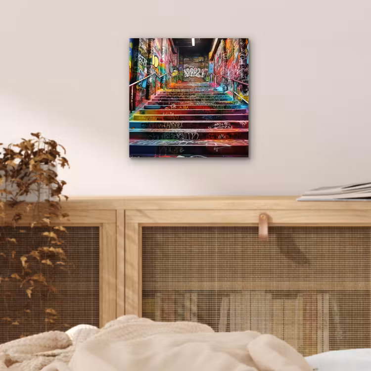 Aluminium schilderij - Trap - Graffiti - Kleuren - Kunst — 4