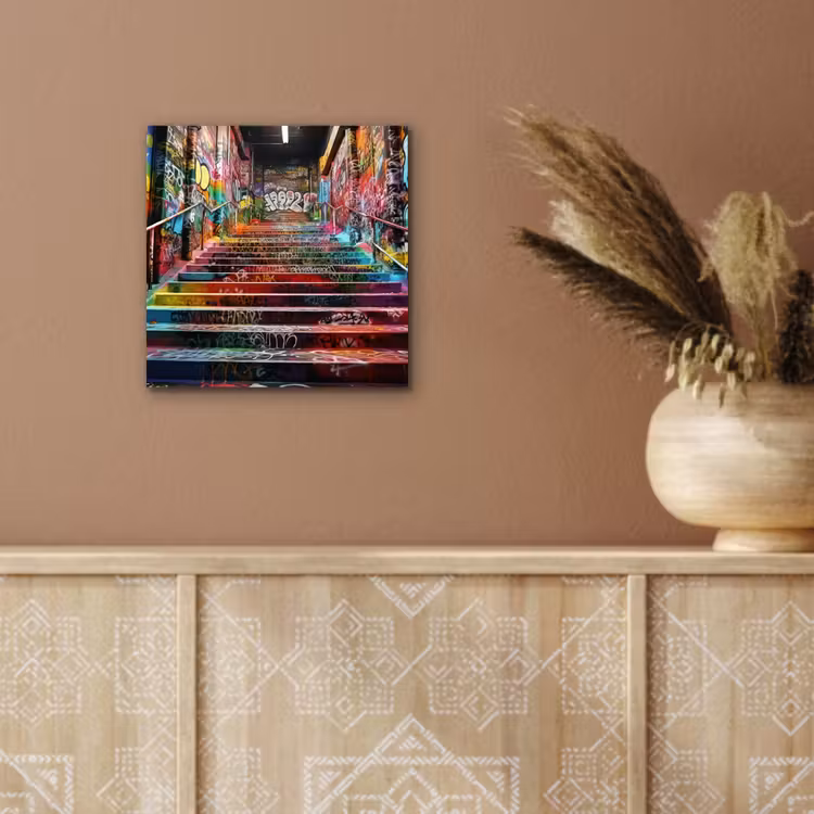 Aluminium schilderij - Trap - Graffiti - Kleuren - Kunst — 5