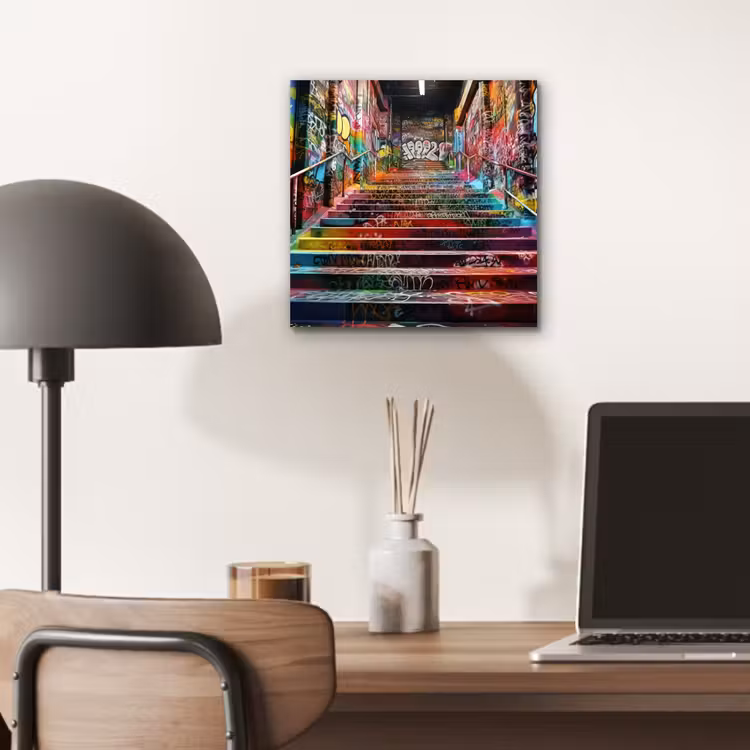 Aluminium schilderij - Trap - Graffiti - Kleuren - Kunst — 6