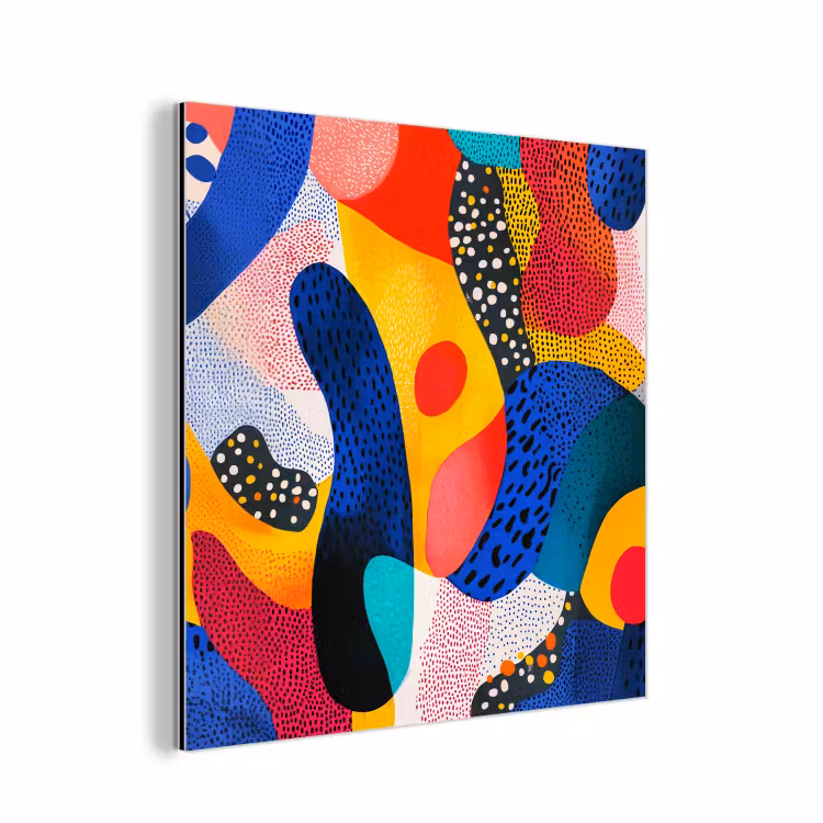 Aluminium schilderij - Vormen - Abstract - Stippels - Blauw — 1