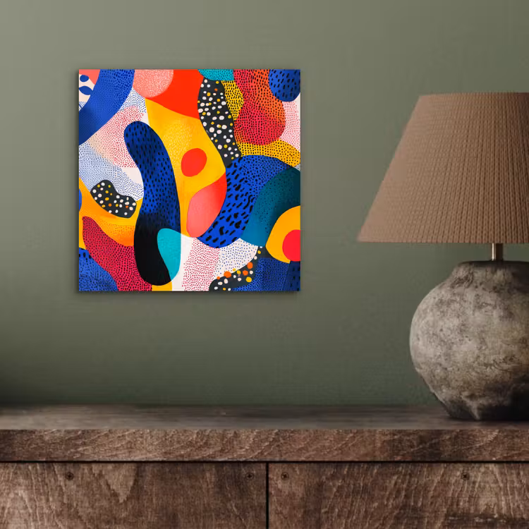 Aluminium schilderij - Vormen - Abstract - Stippels - Blauw — 3