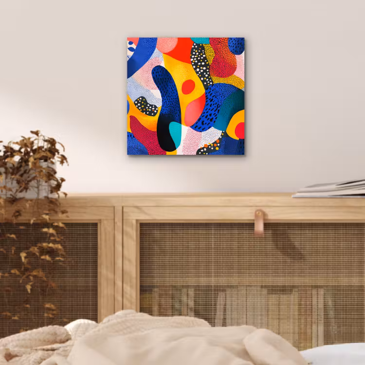 Aluminium schilderij - Vormen - Abstract - Stippels - Blauw — 4