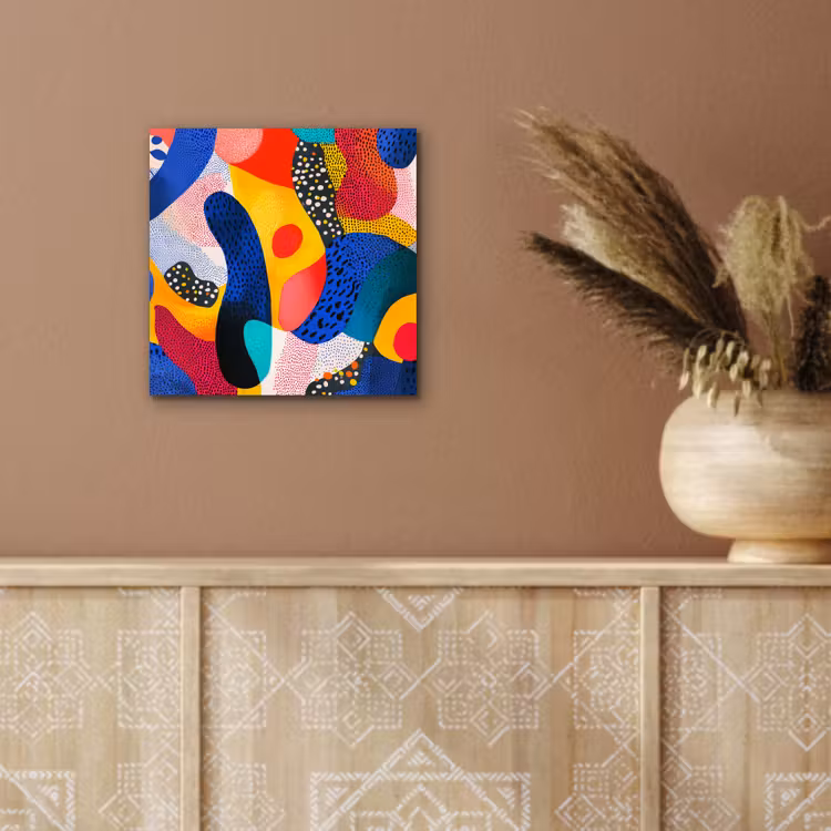 Aluminium schilderij - Vormen - Abstract - Stippels - Blauw — 5
