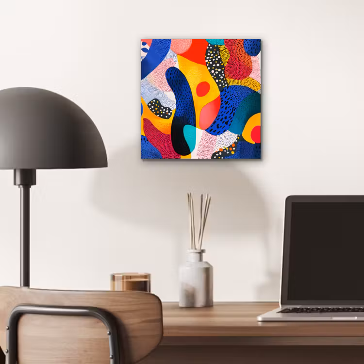 Aluminium schilderij - Vormen - Abstract - Stippels - Blauw — 6