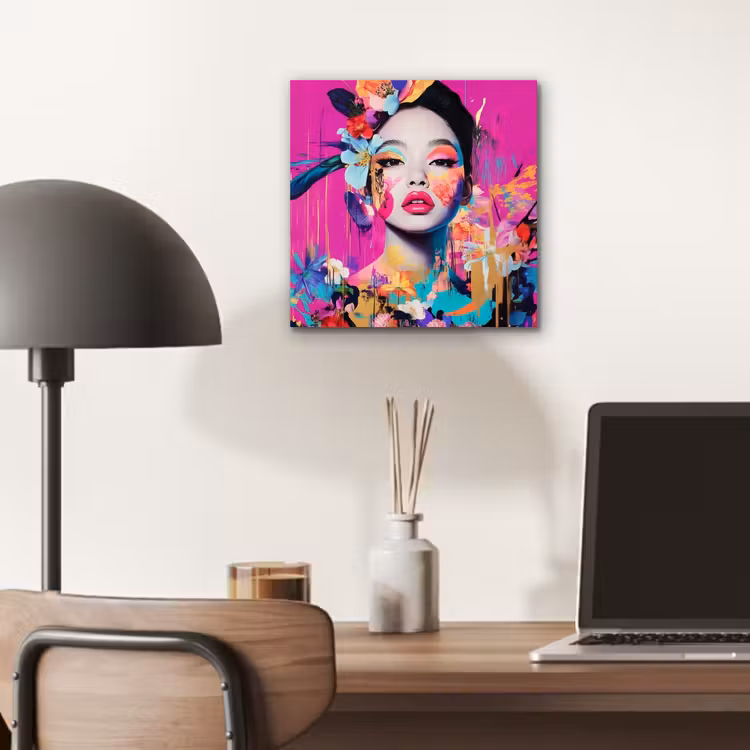 Aluminium schilderij - Vrouw - Portret - Abstract - Paars — 6