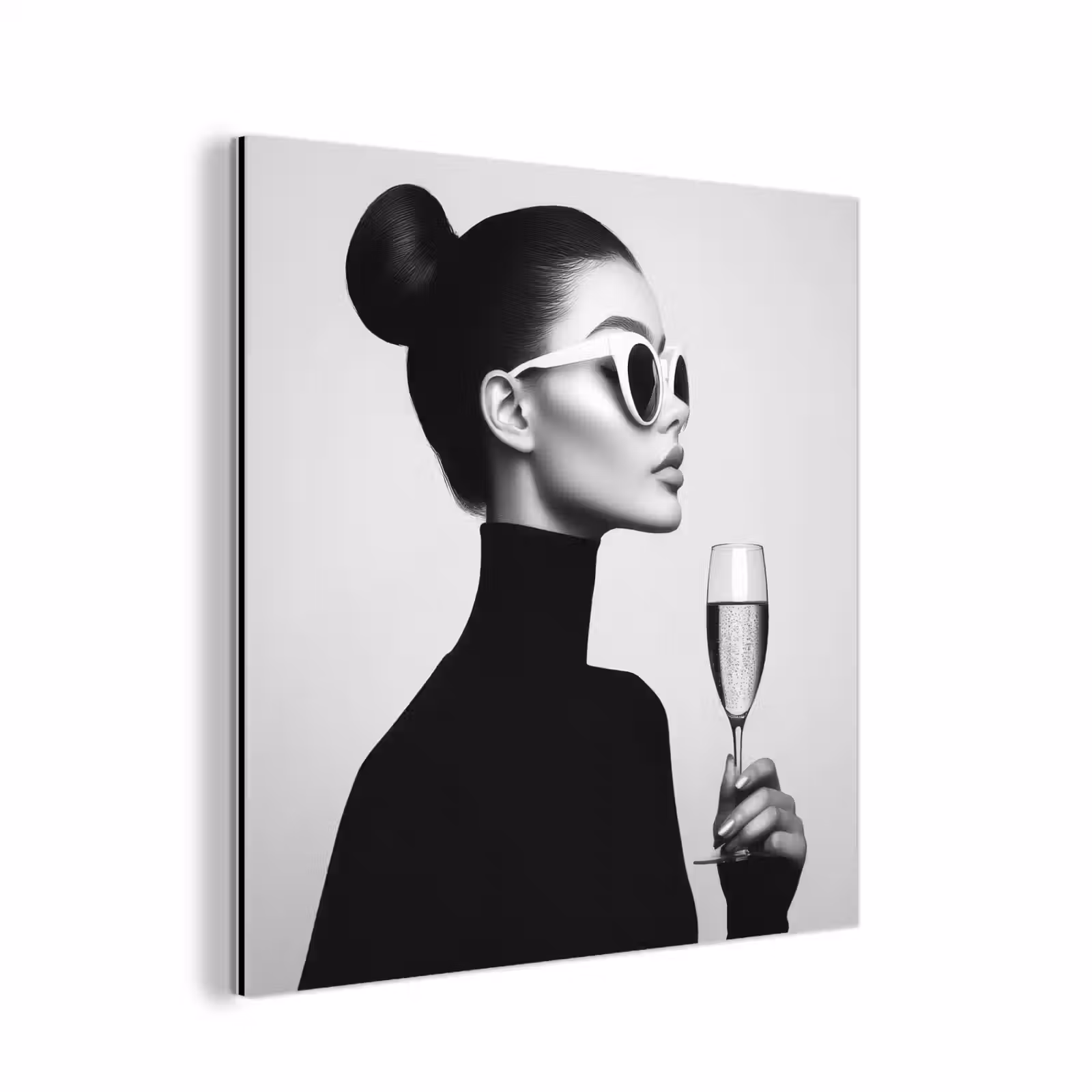 Aluminium schilderij - Vrouw - Champagne - Modern — 1