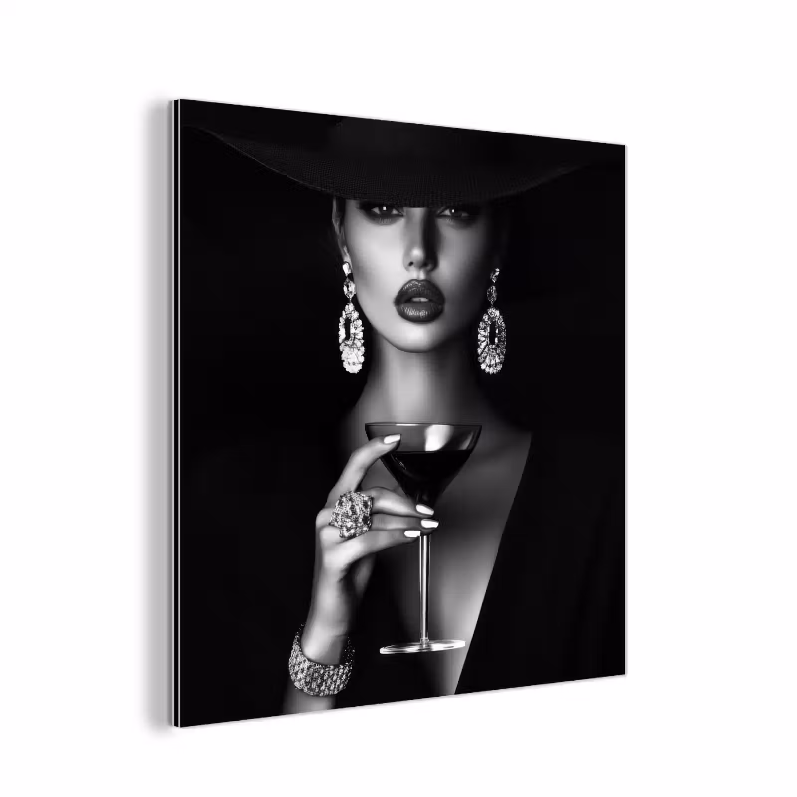 Aluminium schilderij - Vrouw - Cocktail - Chic — 1
