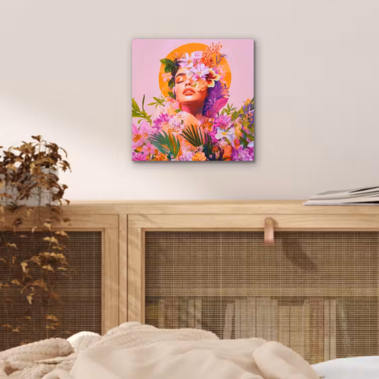 Aluminium schilderij - Vrouw - Abstract - Cirkel - Bloemen — 4