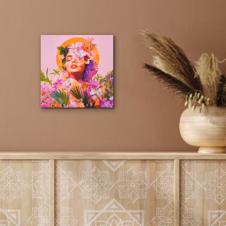 Aluminium schilderij - Vrouw - Abstract - Cirkel - Bloemen — 5
