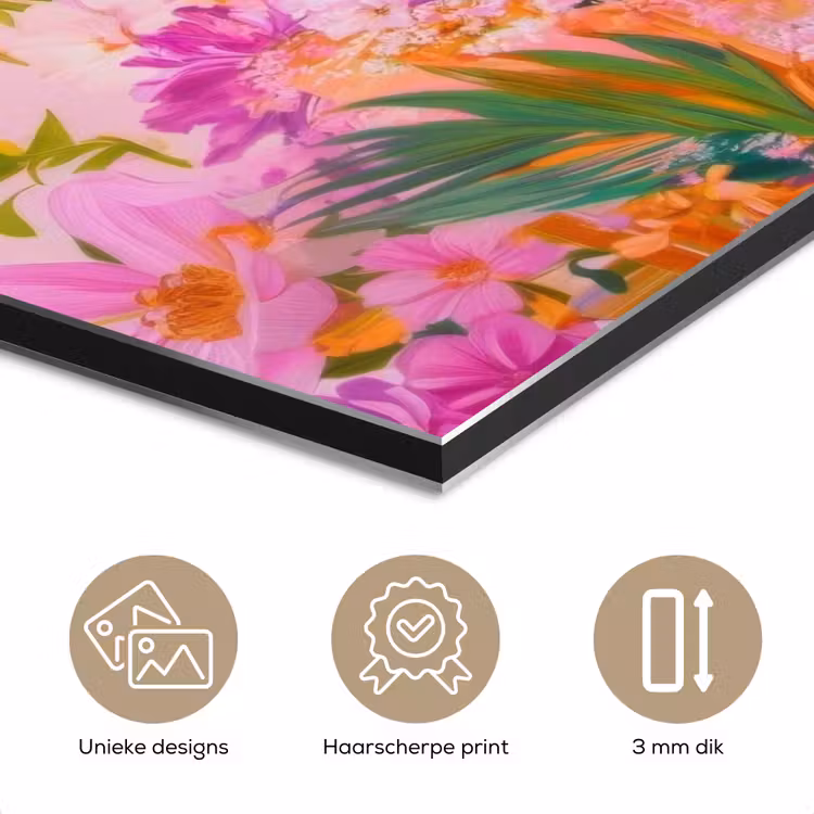 Aluminium schilderij - Vrouw - Abstract - Cirkel - Bloemen — 7
