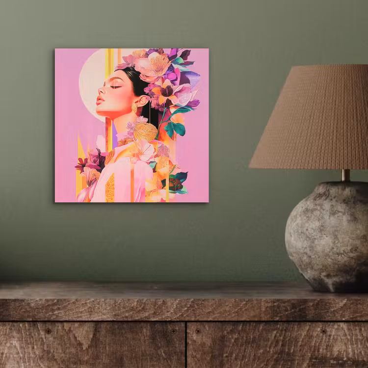 Aluminium schilderij - Vrouw - Bloemen - Paars - Abstract — 3