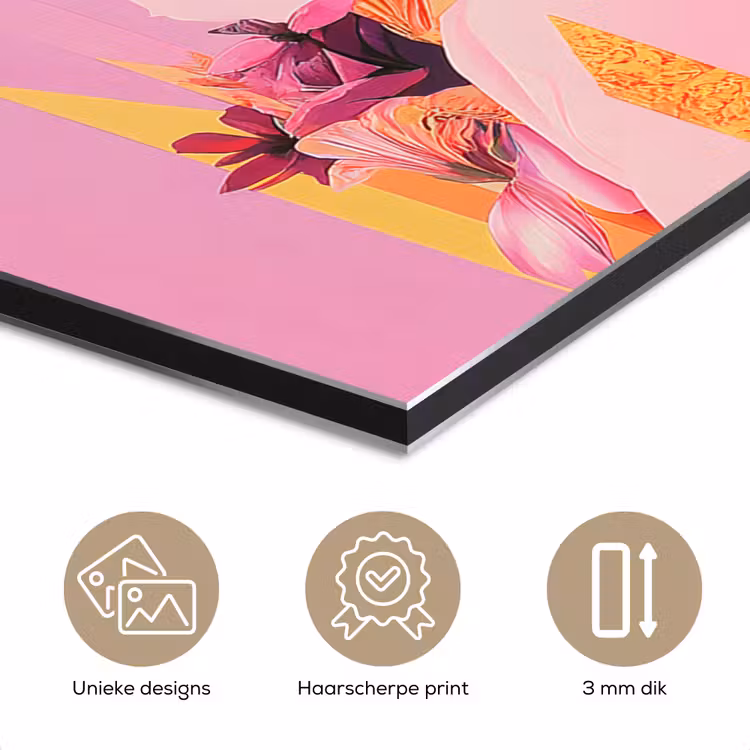 Aluminium schilderij - Vrouw - Bloemen - Paars - Abstract — 7