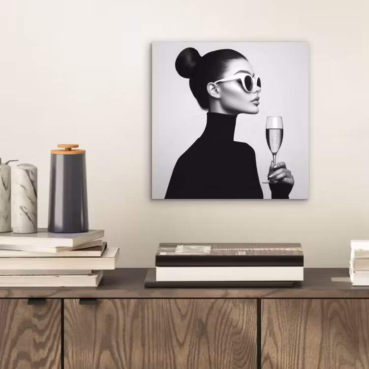 Aluminium schilderij - Vrouw - Champagne - Modern — 2